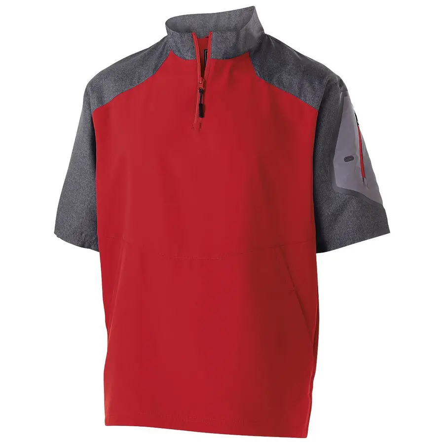 Holloway Raider Short Sleeve Pullover in Carbon Print/Scarlet