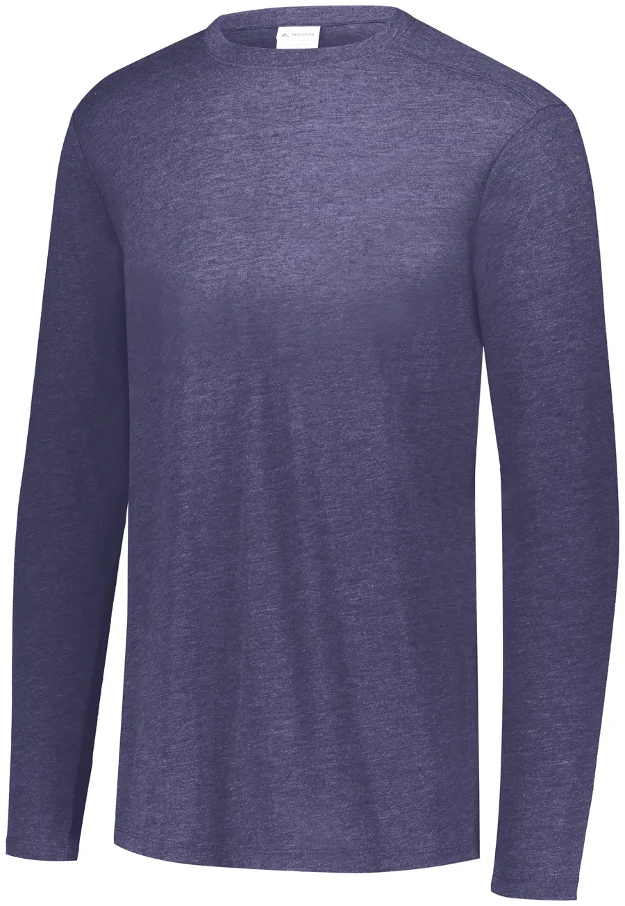 Augusta Youth Tri-Blend Long Sleeve Tee in Navy Heather