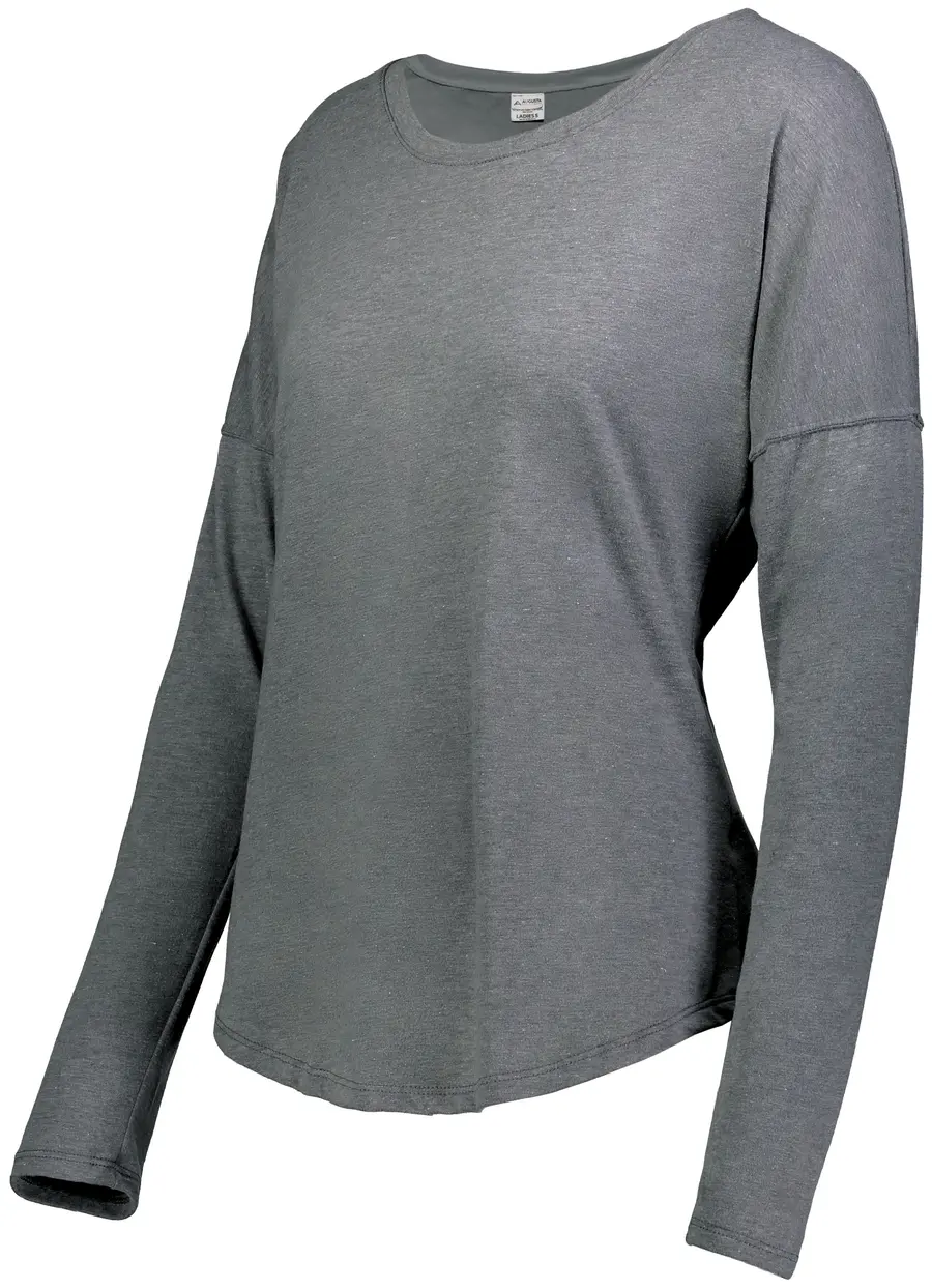 Augusta Ladies Lux Tri-Blend Long Sleeve Tee in Grey Heather