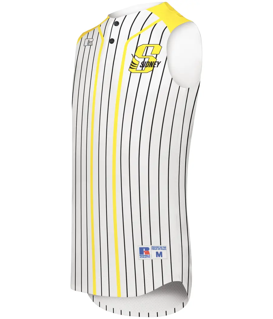 Russell FreeStyle Sublimated Sleeveless Two-Button Performance Mesh Baseball Jersey in Design 01 Color