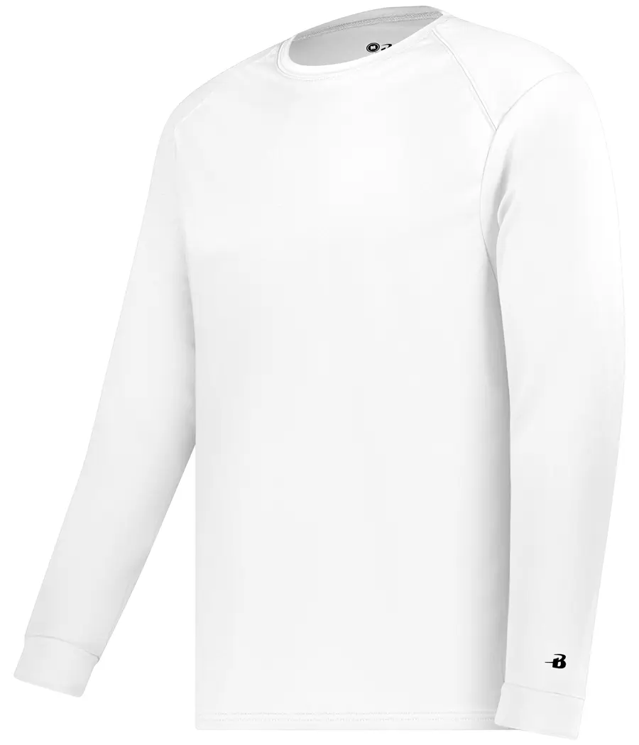 Badger Sport B-Core Long Sleeve TEE in White