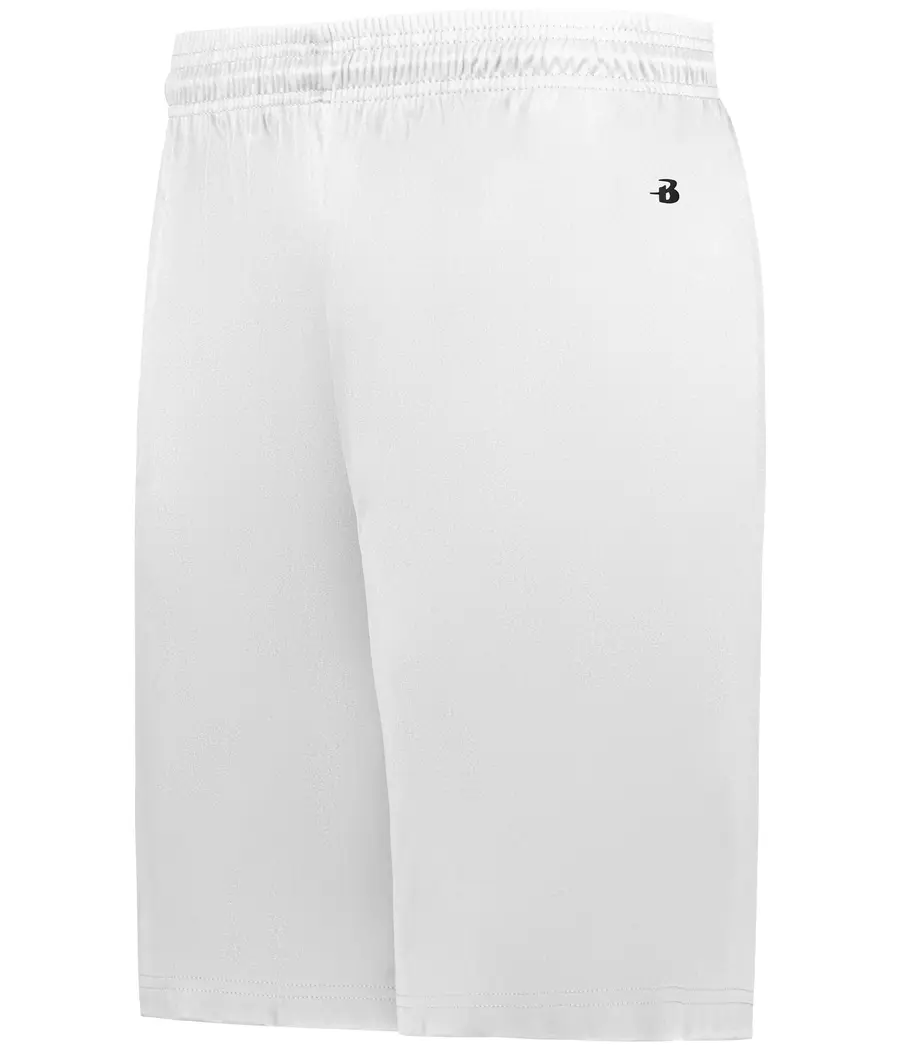 Badger Sport B-Core 9-Inch Inseam Shorts in White