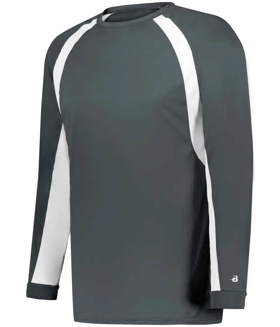 Badger Sport Hook Long Sleeve TEE in Graphite/White