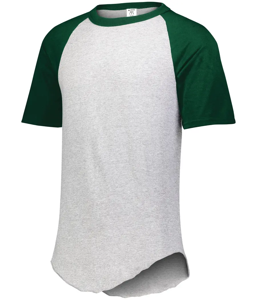 Augusta Baseball Short Sleeve Tee 2.0 in Athletic Heather/Dark Green