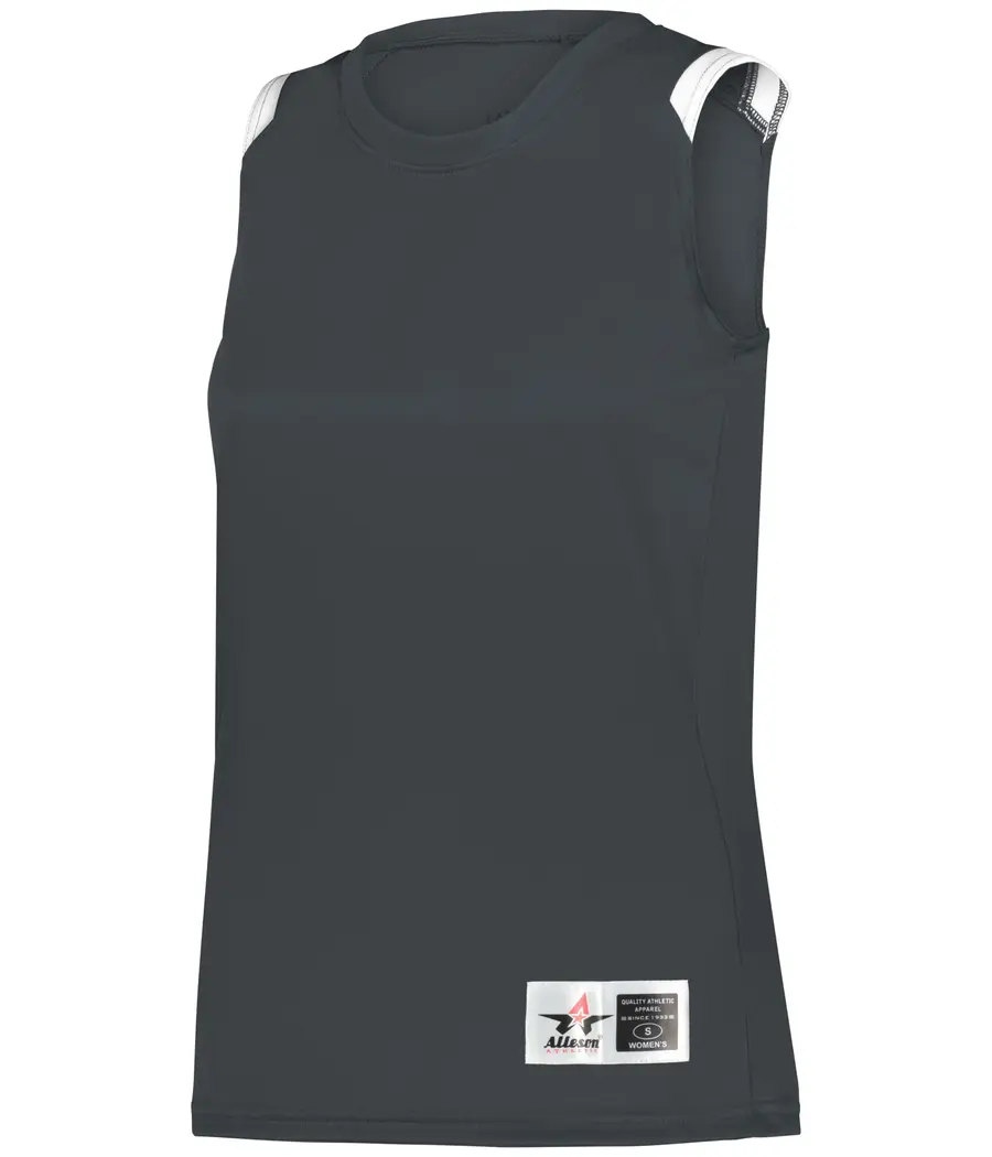 Alleson Athletic Ladies ON THE Rise Basketball Jersey in Graphite/White