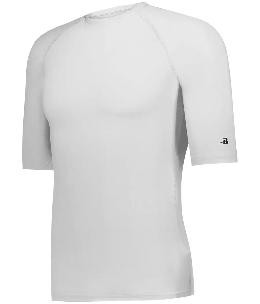 Badger Sport PRO Compression Half Sleeve Crew in White