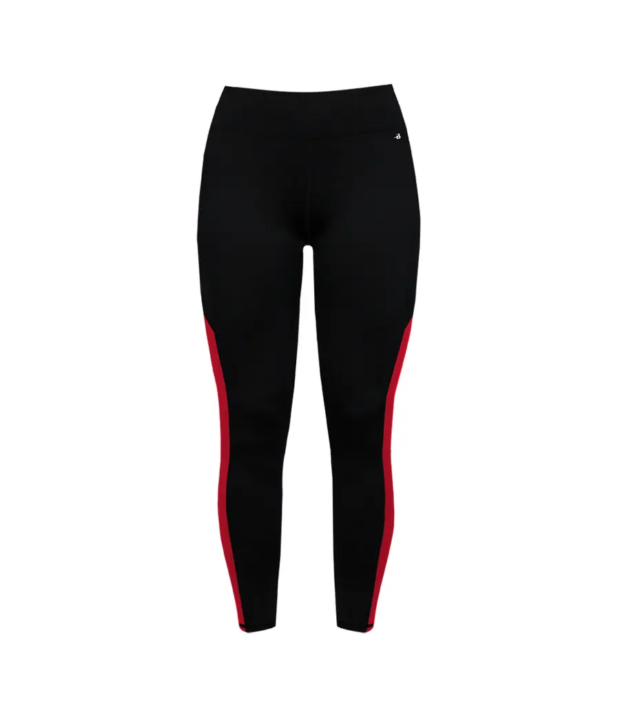 Badger Sport Ladies Panel Tight in Black/Red