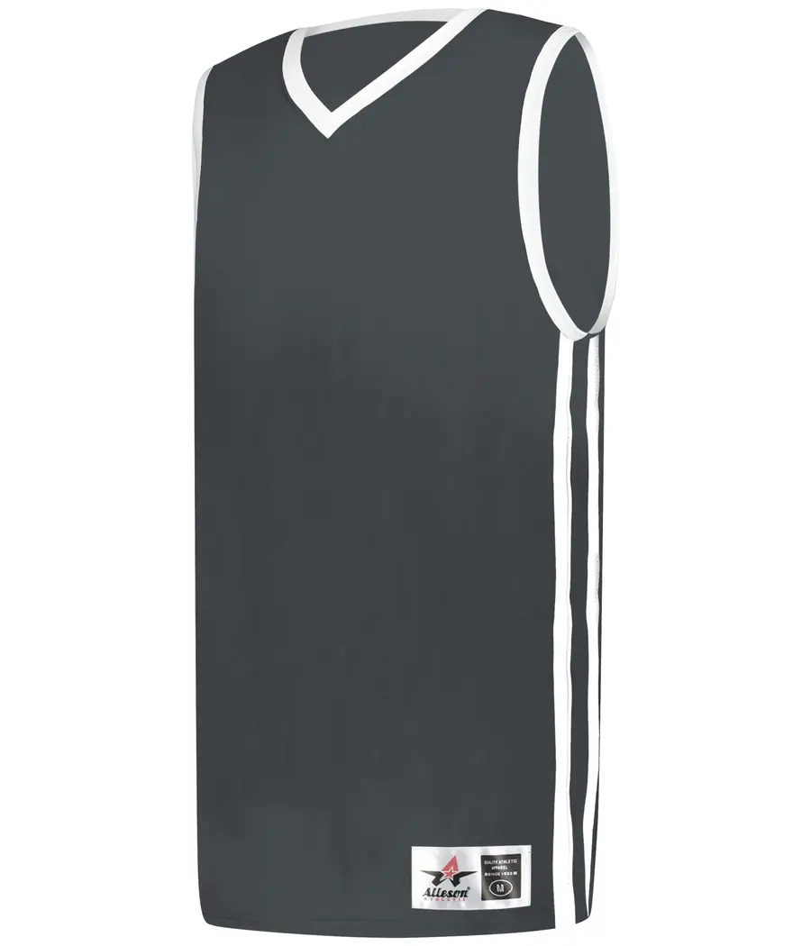 Alleson Athletic Youth Single-PLY Basketball Jersey in Graphite/White
