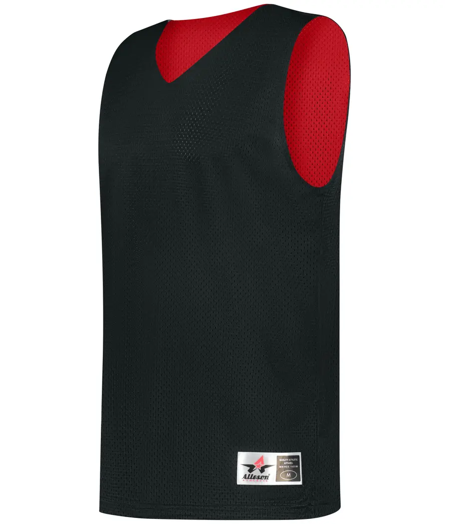 Alleson Athletic Mesh Reversible Practice Basketball Jersey in Black/Red