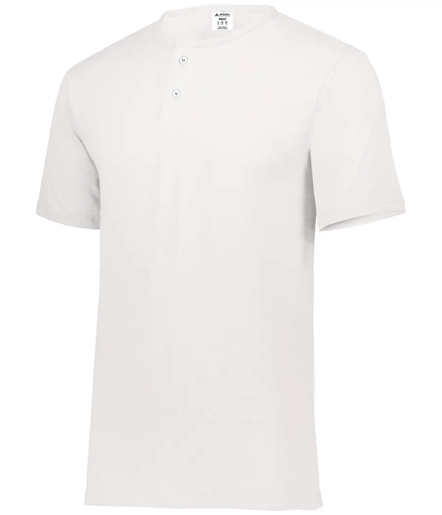 Augusta Two-Button Baseball Jersey in White
