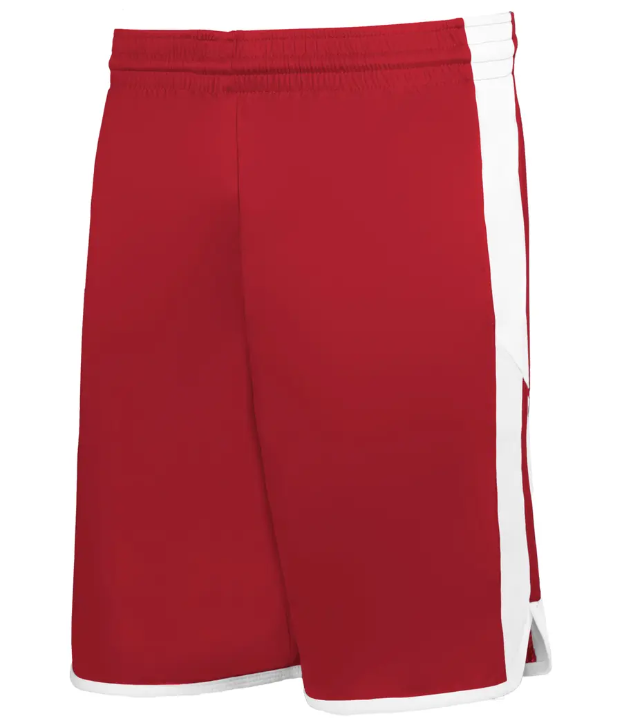 Alleson Athletic Youth Cross Over Reversible Basketball Shorts in Red/White