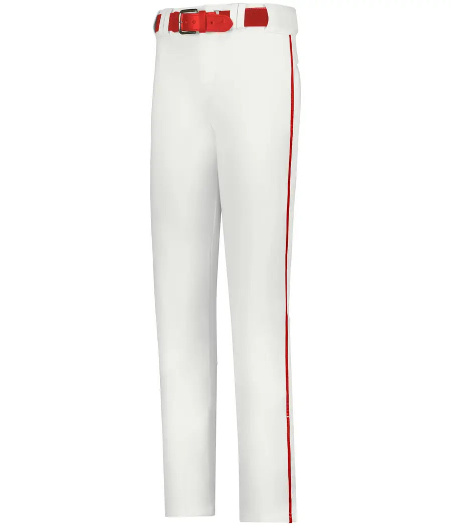 Alleson Athletic Crush Open Bottom Baseball Pant With Braid in White/Red