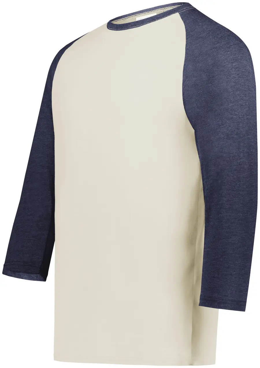 Augusta Gameday Vintage 3/4 TEE in Birch/Navy Heather