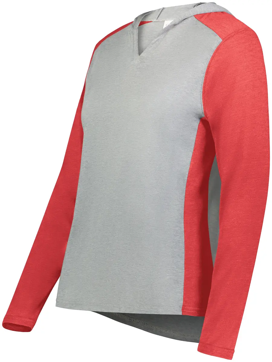 Augusta Ladies Gameday Vintage Hoodie in Grey Heather/Scarlet Heather