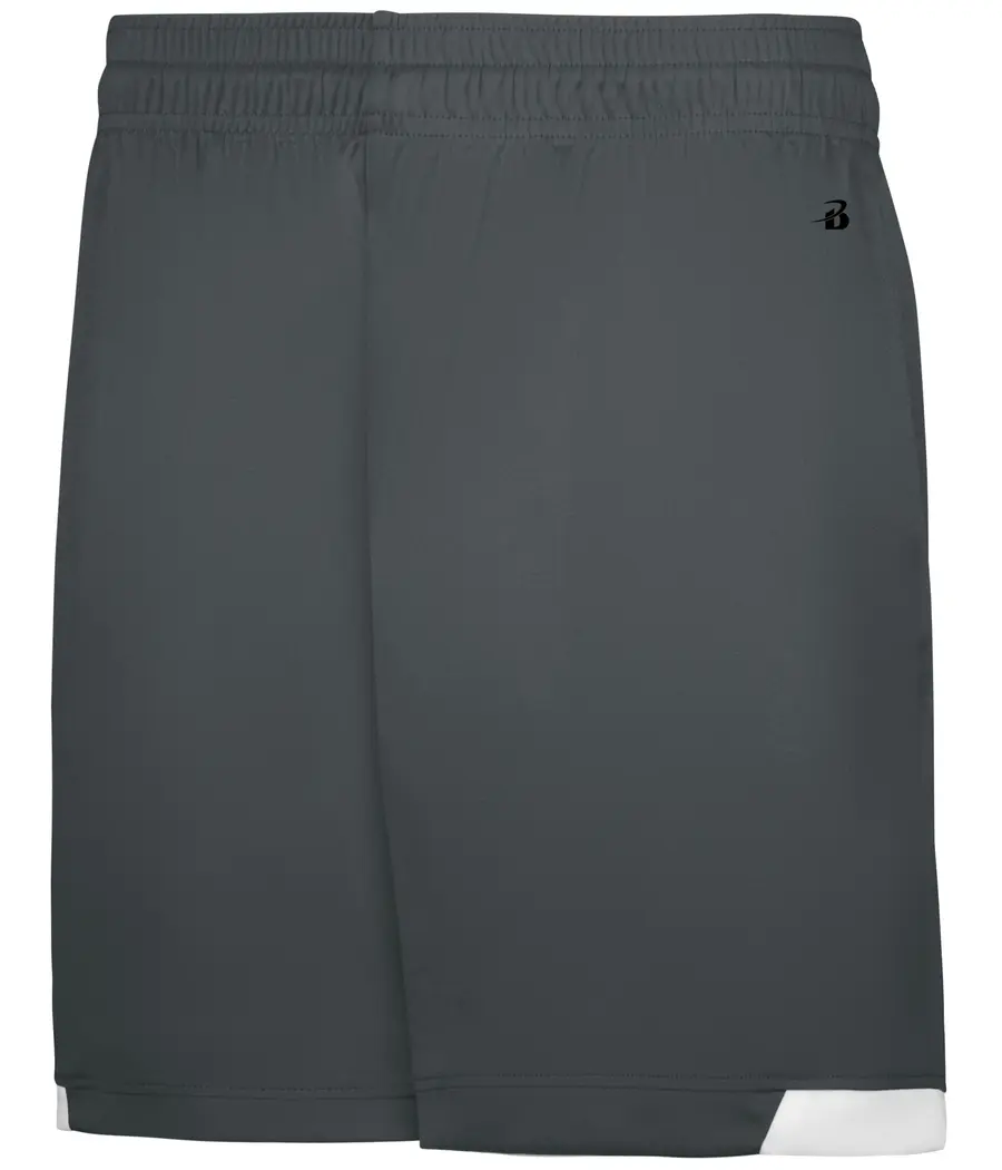 Badger Sport Youth ON THE Rise Shorts in Graphite/White