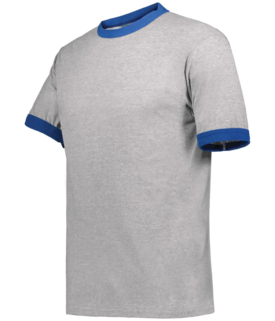 Augusta Youth Ringer T-Shirt in Athletic Heather/Royal