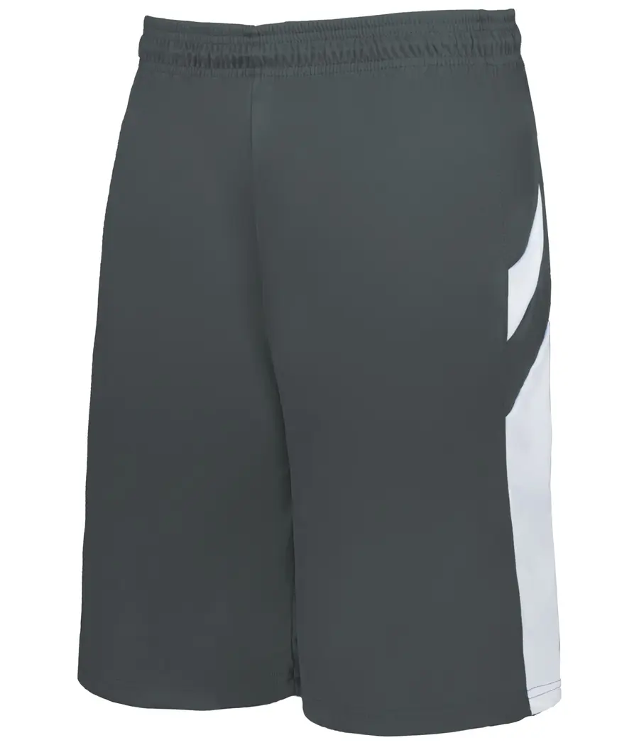 Alleson Athletic Youth B-Pivot Reversible Basketball Shorts in Graphite/White
