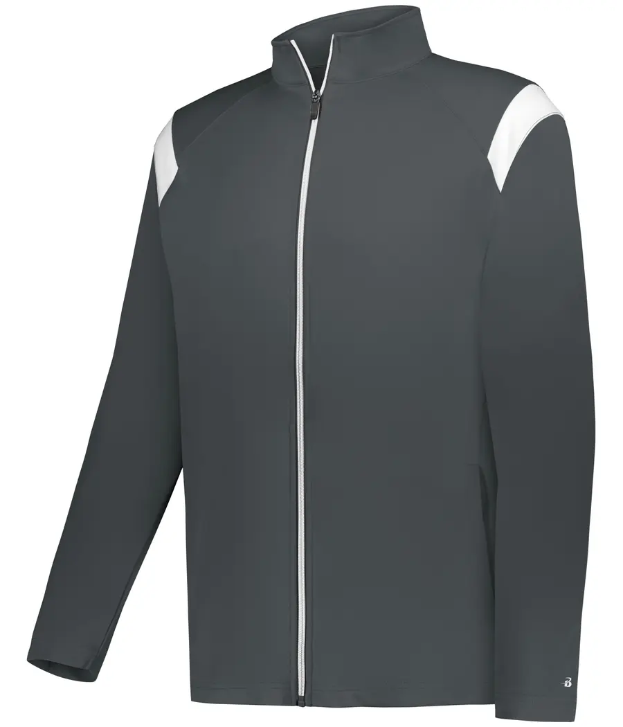 Badger Sport Youth ON THE Rise Warm-UP Jacket in Graphite/White