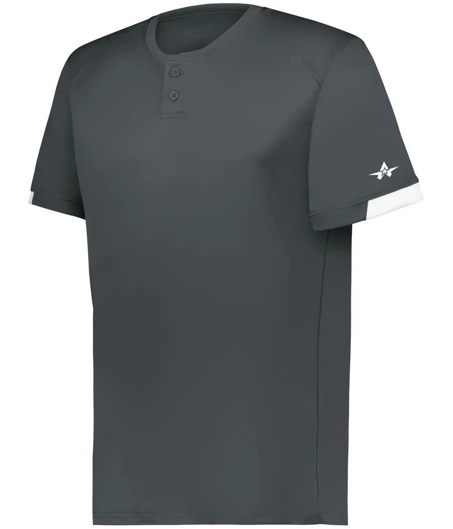 Alleson Athletic Youth ON THE Rise TWO-Button Baseball Jersey in Graphite/White