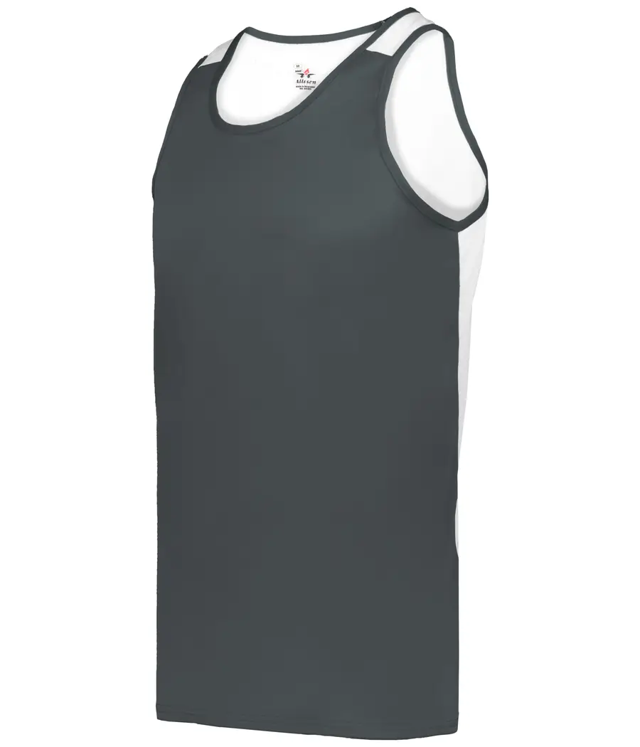 Alleson Athletic Youth Arrow Mesh Back Singlet in Graphite/White