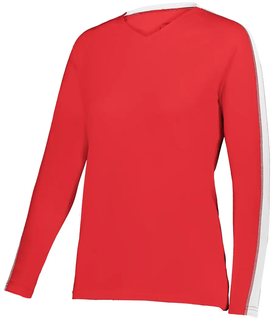 Alleson Athletic Ladies Setter Series Long Sleeve Volleyball Jersey in Red/White