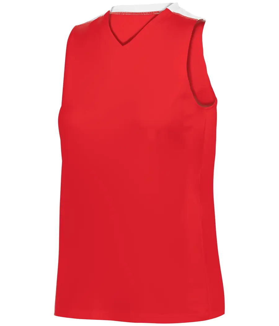 Alleson Athletic Girls Setter Series Sleeveless Volleyball Jersey in Red/White