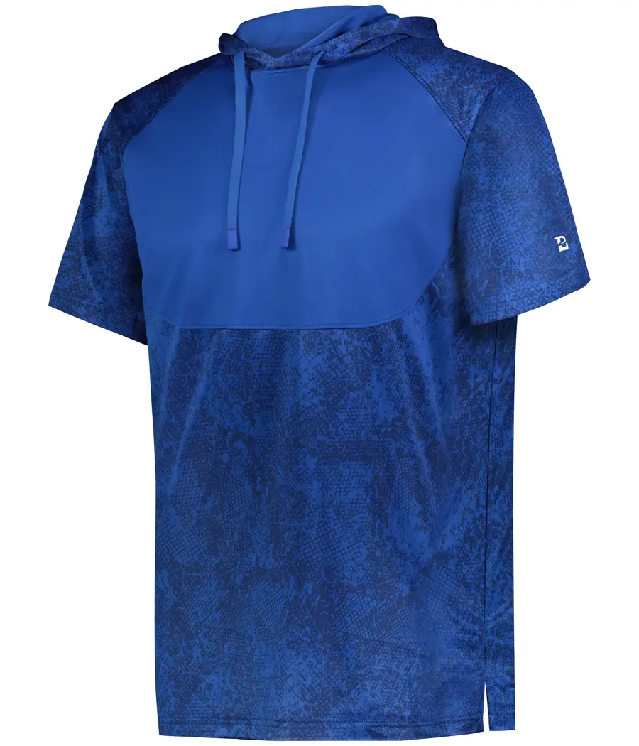Badger Sport Stadium Print Short Sleeve Hooded TEE in Ba Royal Cagelock/Royal