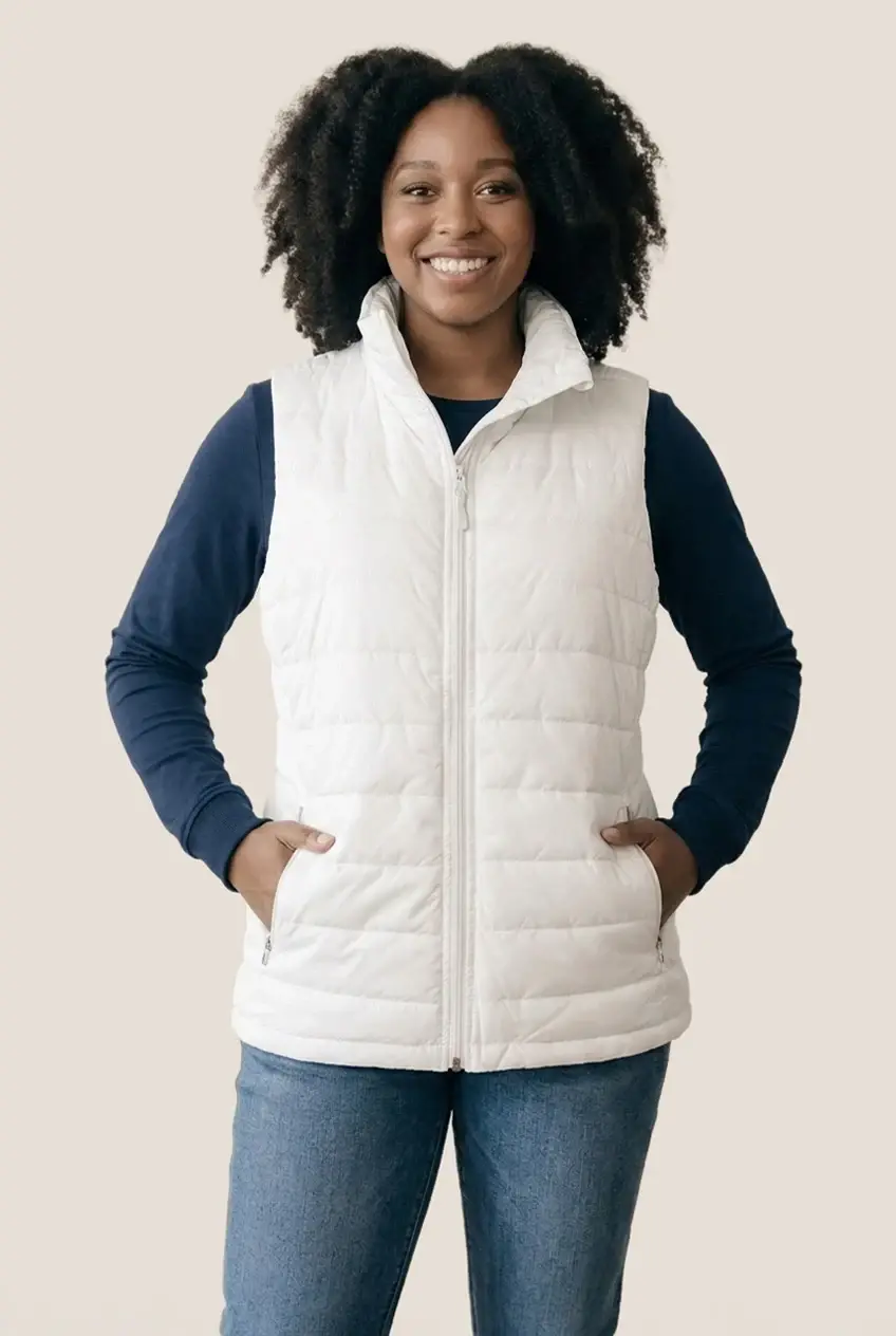 Jameo Women Sleeveless Bubble Jacket in Vanilla