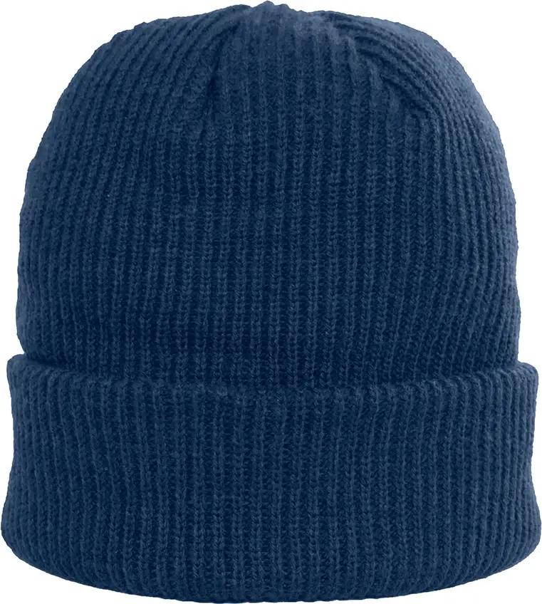 Initial Ribbed beanie in Midnight Blue