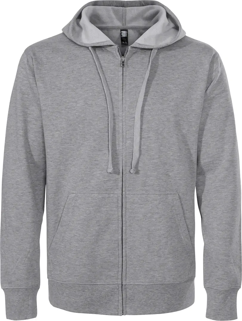 Initial Lightweight Full-Zip Hooded Sweatshirt in Sport Grey